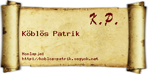 Köblös Patrik névjegykártya